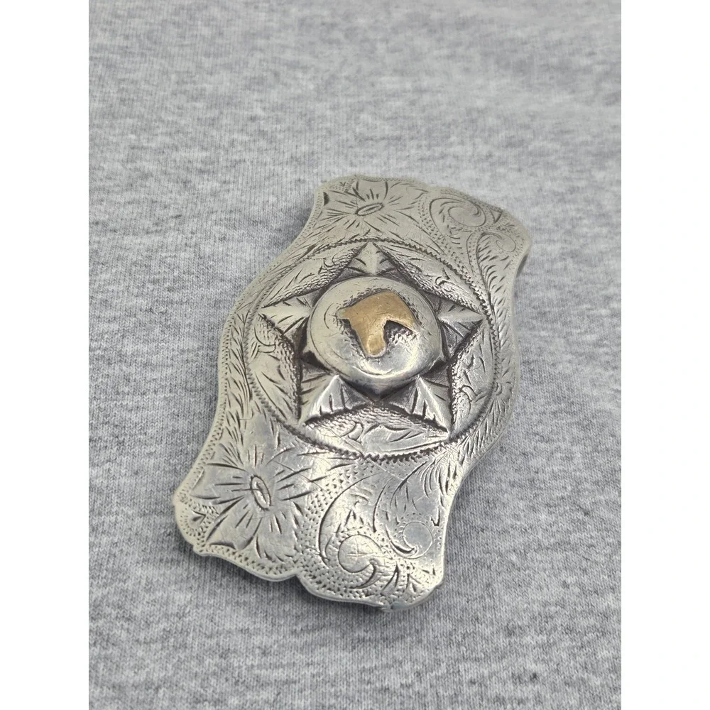 Rare Vintage Keyston Sterling Silver 14k Gold Horse Western Belt Buckle Heavy